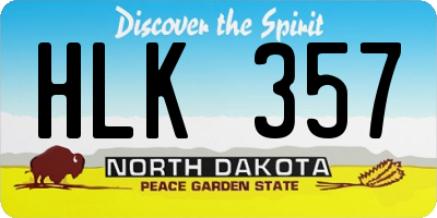 ND license plate HLK357