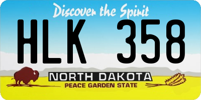 ND license plate HLK358