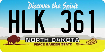 ND license plate HLK361