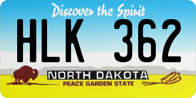ND license plate HLK362