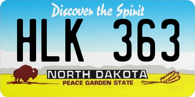 ND license plate HLK363