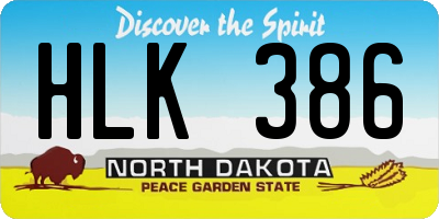 ND license plate HLK386
