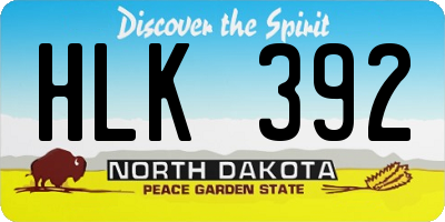 ND license plate HLK392