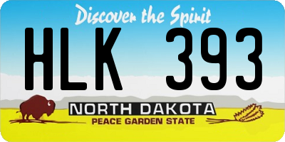 ND license plate HLK393