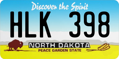 ND license plate HLK398