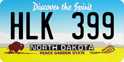 ND license plate HLK399