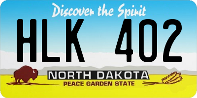 ND license plate HLK402