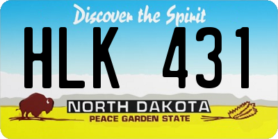 ND license plate HLK431