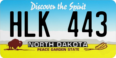 ND license plate HLK443