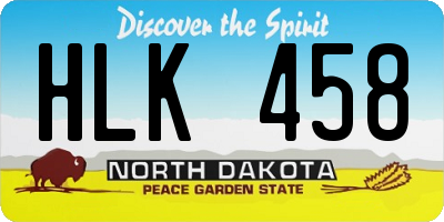 ND license plate HLK458