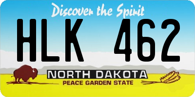 ND license plate HLK462