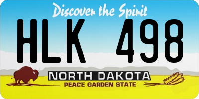ND license plate HLK498