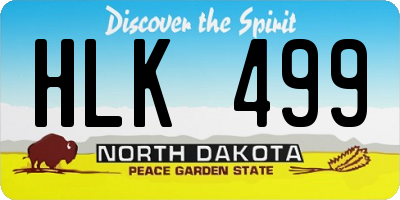 ND license plate HLK499