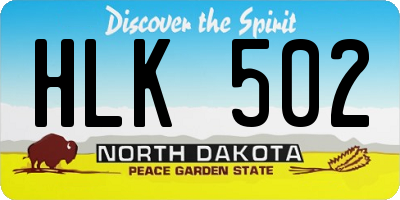 ND license plate HLK502