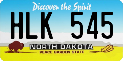 ND license plate HLK545