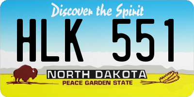 ND license plate HLK551