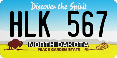 ND license plate HLK567