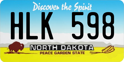 ND license plate HLK598