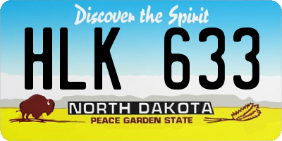 ND license plate HLK633