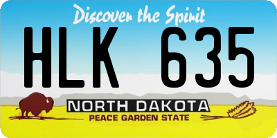 ND license plate HLK635