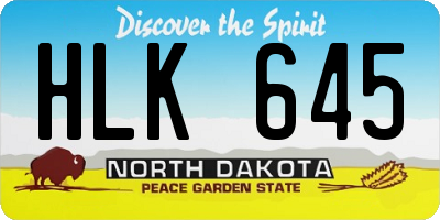 ND license plate HLK645