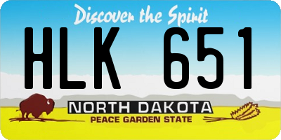 ND license plate HLK651
