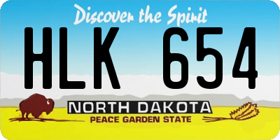 ND license plate HLK654