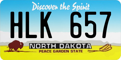 ND license plate HLK657