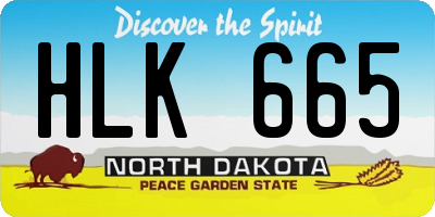 ND license plate HLK665