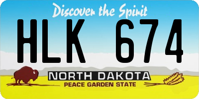 ND license plate HLK674