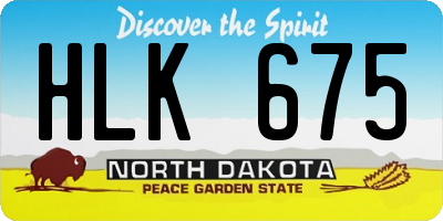 ND license plate HLK675