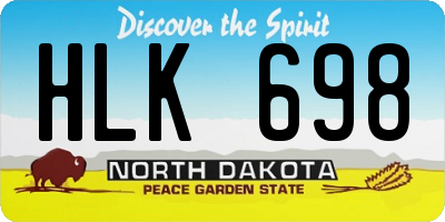 ND license plate HLK698