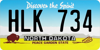 ND license plate HLK734