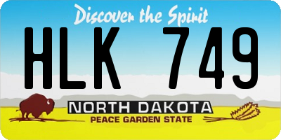 ND license plate HLK749