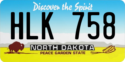 ND license plate HLK758