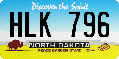 ND license plate HLK796