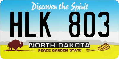 ND license plate HLK803