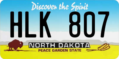ND license plate HLK807