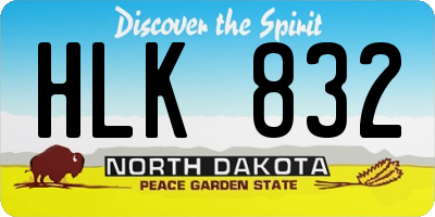 ND license plate HLK832