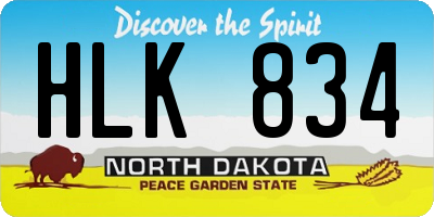 ND license plate HLK834