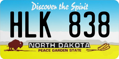 ND license plate HLK838