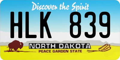ND license plate HLK839
