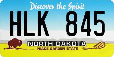 ND license plate HLK845