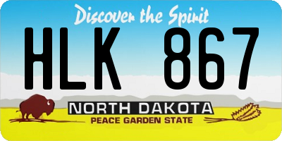 ND license plate HLK867