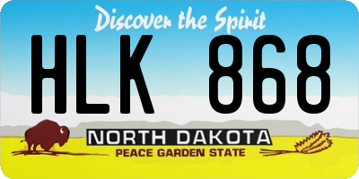 ND license plate HLK868