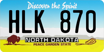 ND license plate HLK870