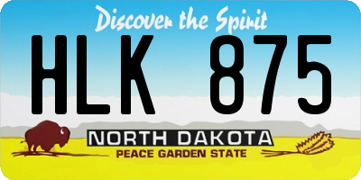 ND license plate HLK875