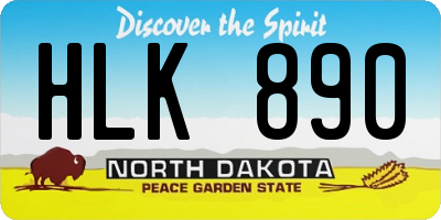 ND license plate HLK890