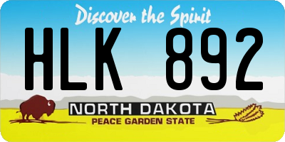 ND license plate HLK892