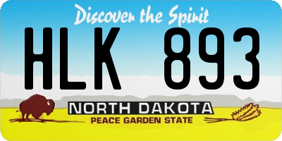 ND license plate HLK893